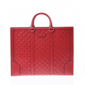 GUCCI Guccissima GG Business Bag Red Calfskin Handbag